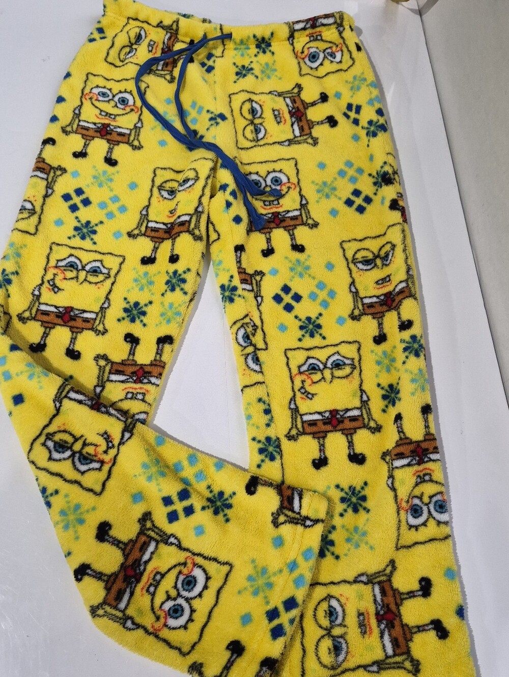 Kids Yellow Sponge Character Fleece Pajama Pants Size Small.